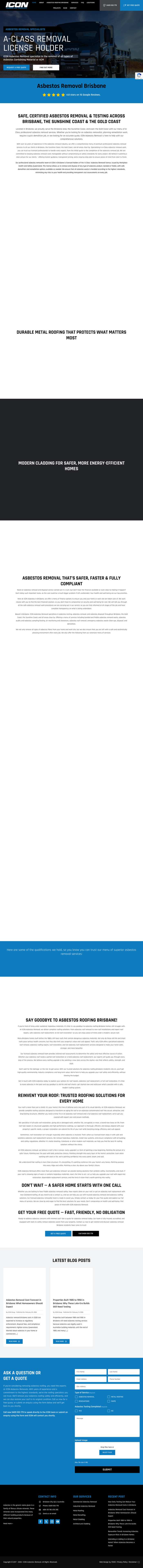 ICON Asbestos Removal homepage — original content, real job photos, trust signals