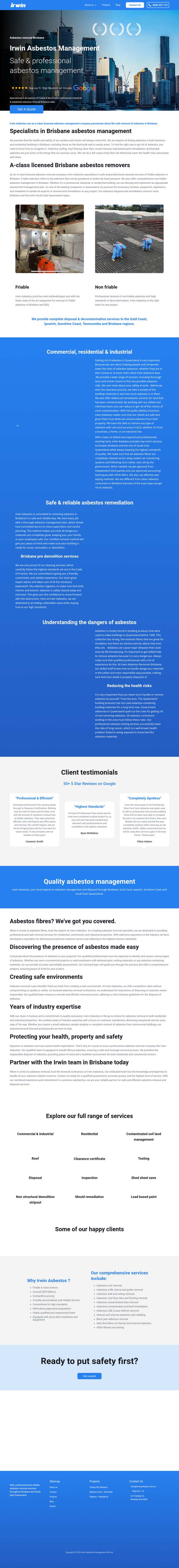 Current irwinasbestos.com.au website for comparison